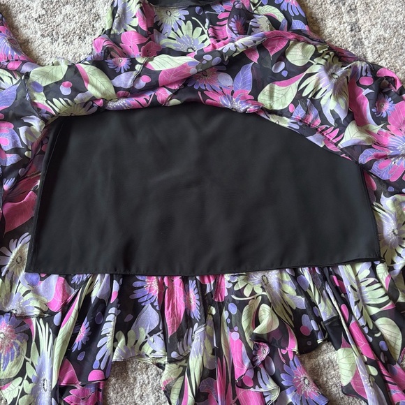 Dana Buchman Y2K Silk Asymetrical Midi Skirt Vtg Floral Print Flowy Flare Size 4 - Picture 7 of 11